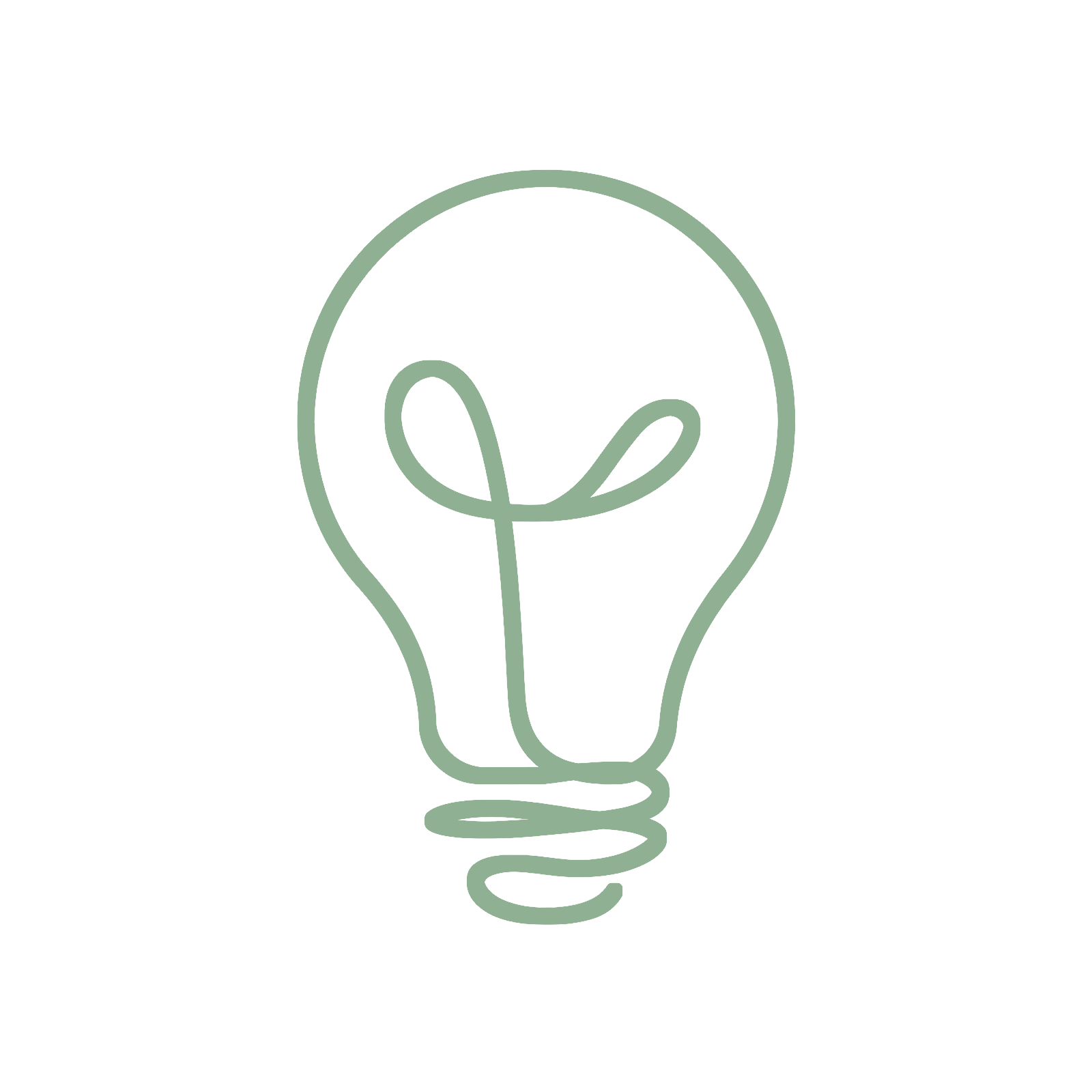 Single-line drawing of a lightbulb