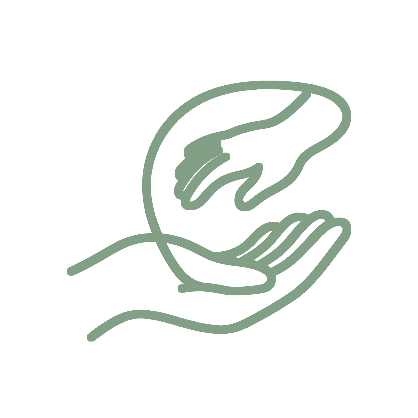 Single-line drawing of one hand lifting another